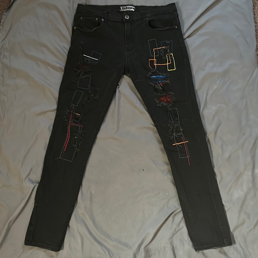 Decibel Black Patchwork Jean